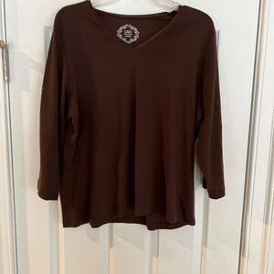 Women's Size 18/20W Cato Dark Brown Long Sleeve Top GUC